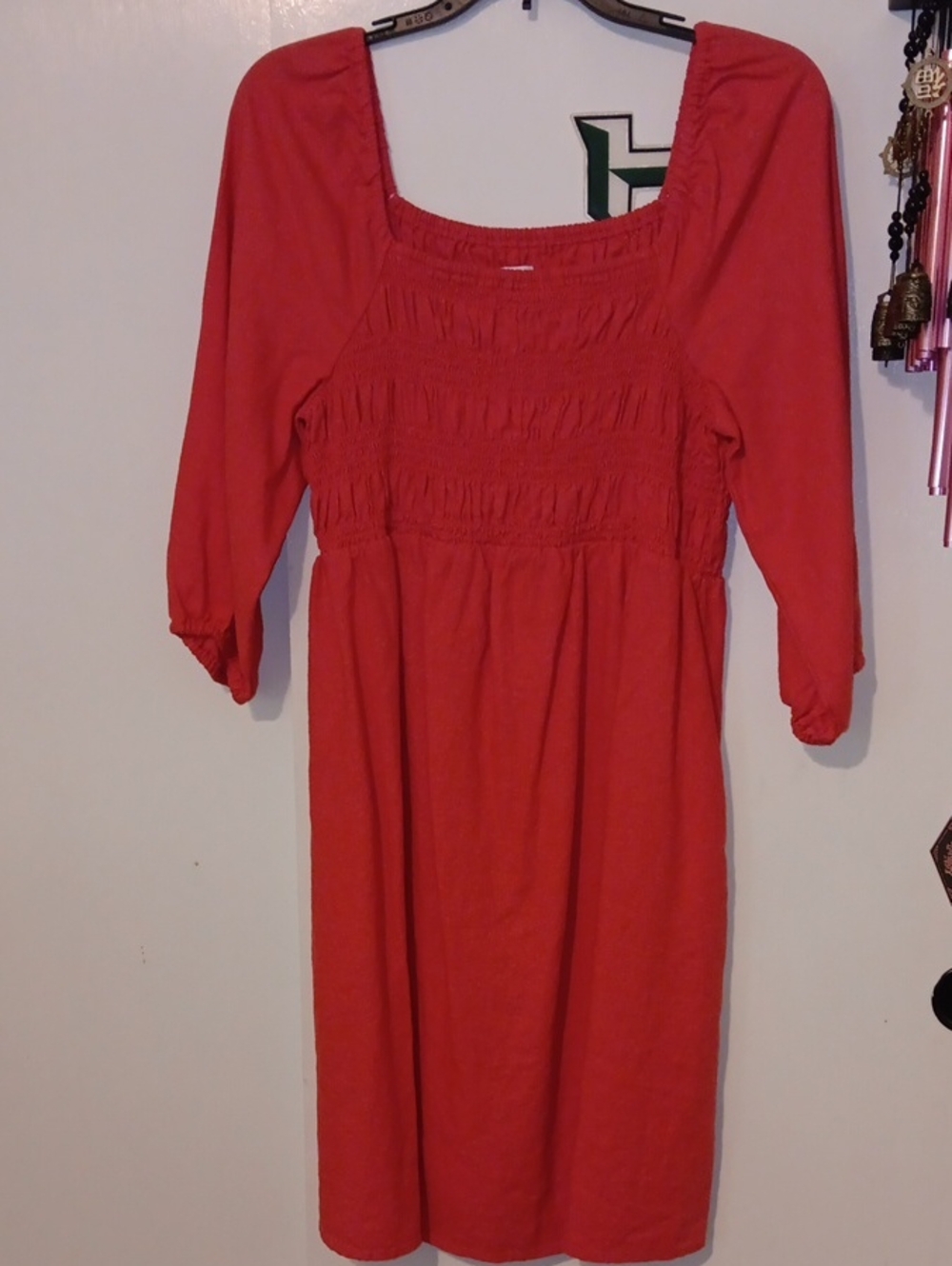 Ingrid & Isabel Red Smocked Square-Neck Midi Dress
